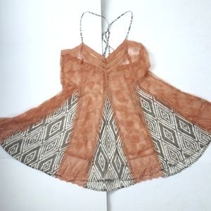 gimmicks by BKE boho orange lace chiffon cami XS